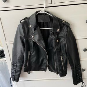 Black fake leather, vegan leather size small
